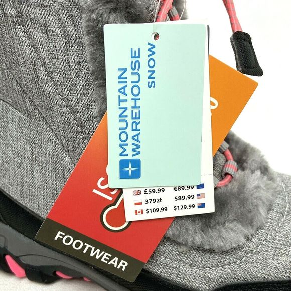 Mountain Warehouse Ohio Youth Snow Boots Pink Light Pink- Kids Warm Winter Shoes - Picture 8 of 11